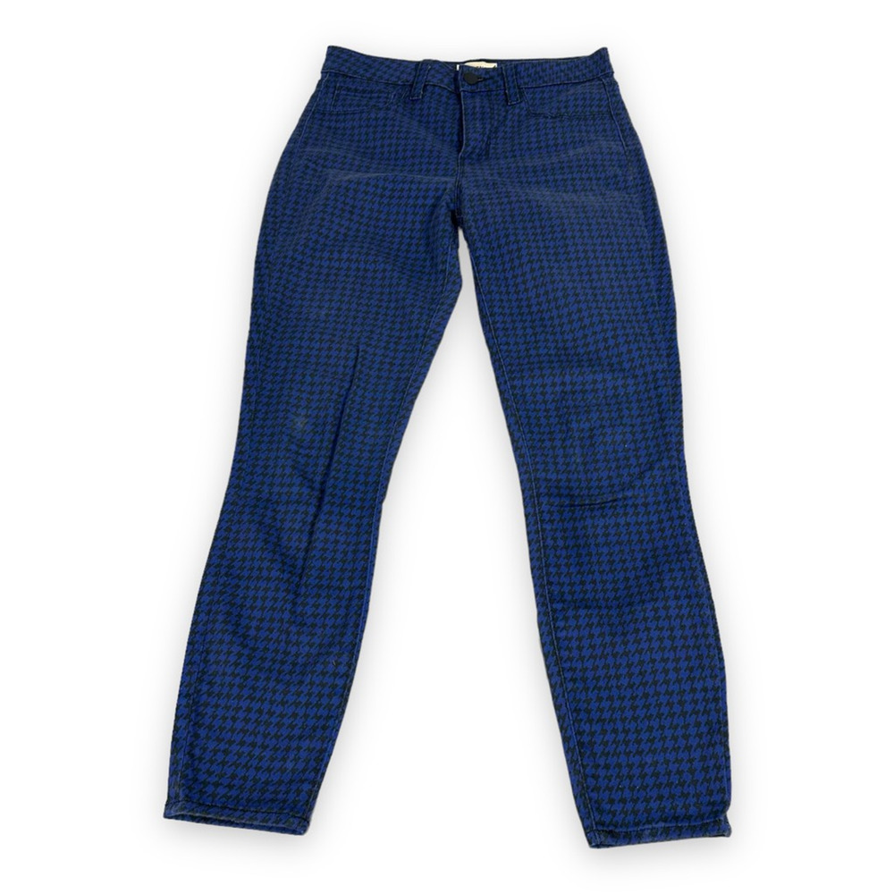 L’agence Margot Jeans Womens  26 Blue Black Houndstooth Skinny USA Pants Stretch